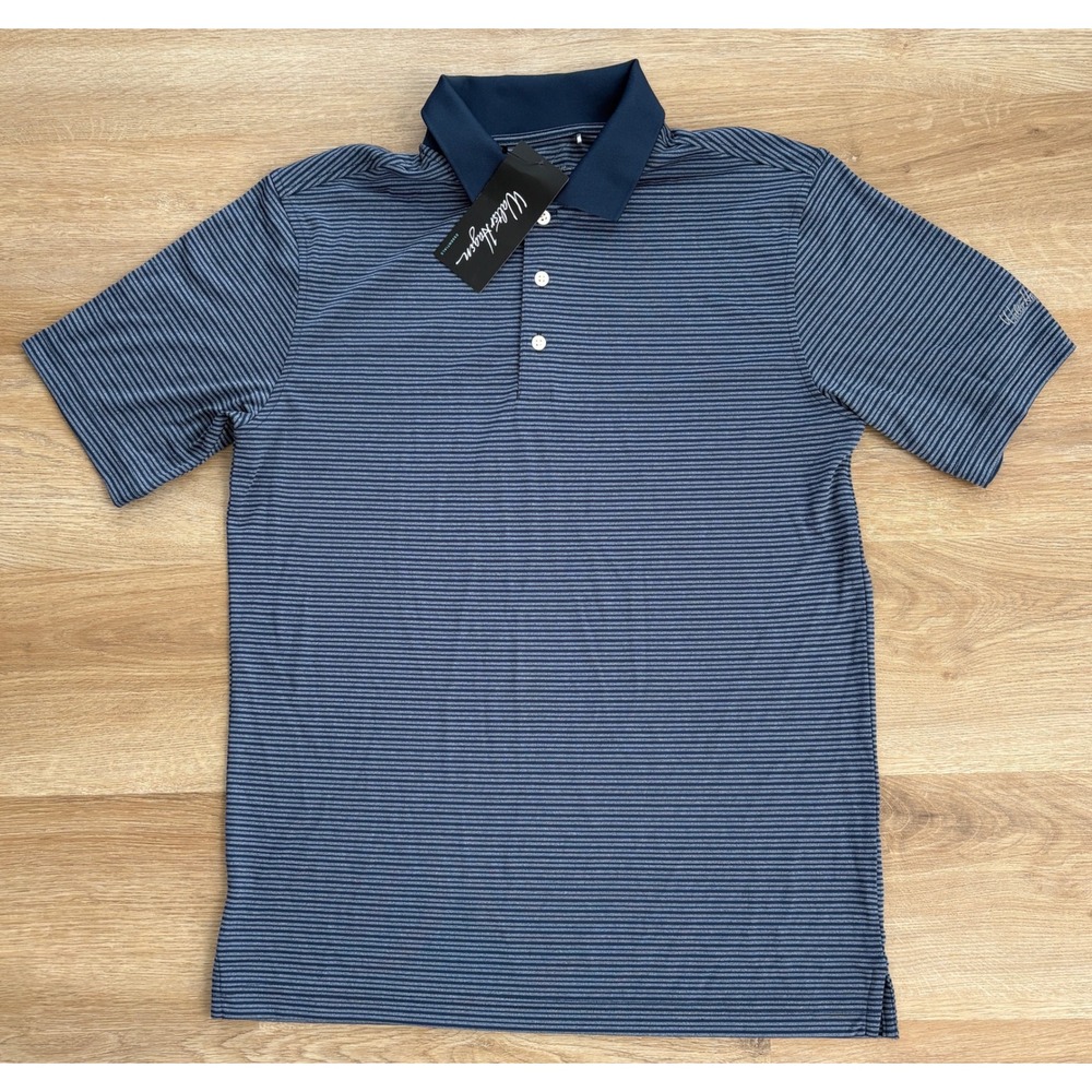 NWT Men's Walter Hagen Essentials Stripe Polo - Small - Navy Blue